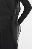 Slim long collar T-shirt