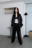 Vegan leather varsity jacket