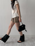 Denim Folding Toe Open Flip Flop Boots