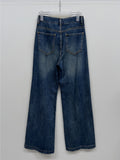 Slit semi-bootcut denim pants