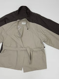 High-neck belted half trench coat