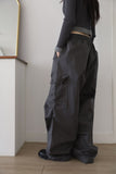 Wide button cargo pants
