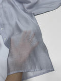 Ruffle Tencel See-through Blouse