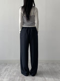 Color Matching Stripe Banding Wide Pants