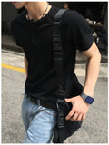 No Air Muscle Fit Henley Neck Short Sleeve T-shirt