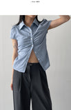 Wonder Shirring Cap Short Sleeve Blouse