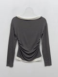 Layered Shirring Boat Neck T-Shirt