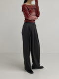 [unisex] Loop Two Tuck Brushed Wide Slacks