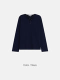 Waffle Henley neck long sleeve
