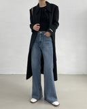 [Wool 90%] Big collar robe handmade long coat