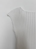 Ribbed Cap Sleeve Knit T-Shirt