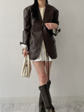 [unisex] Crack Single Leather Over Fit Jacket