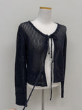 Ribbon Crochet Punching Knit Cardigan