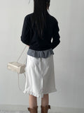 Frill Stripe Midi Skirt