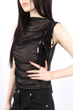 Mesh shirring via sleeveless