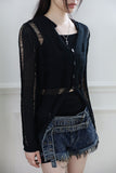 Damage Sleeveless Cardigan Set