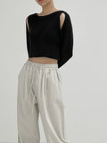 Forming double hole crop knit