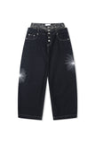 Deep indigo camo sagging denim pants