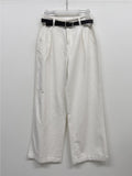 [Belt SET] One-tuck wide cotton pants