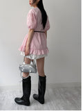 [Short sleeve.ver] Frill Stripe Loose Fit Blouse