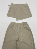 [Skirt SET] Wrap Nylon Banding Wide Pants