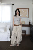 Ballet shirring cap sleeve tee
