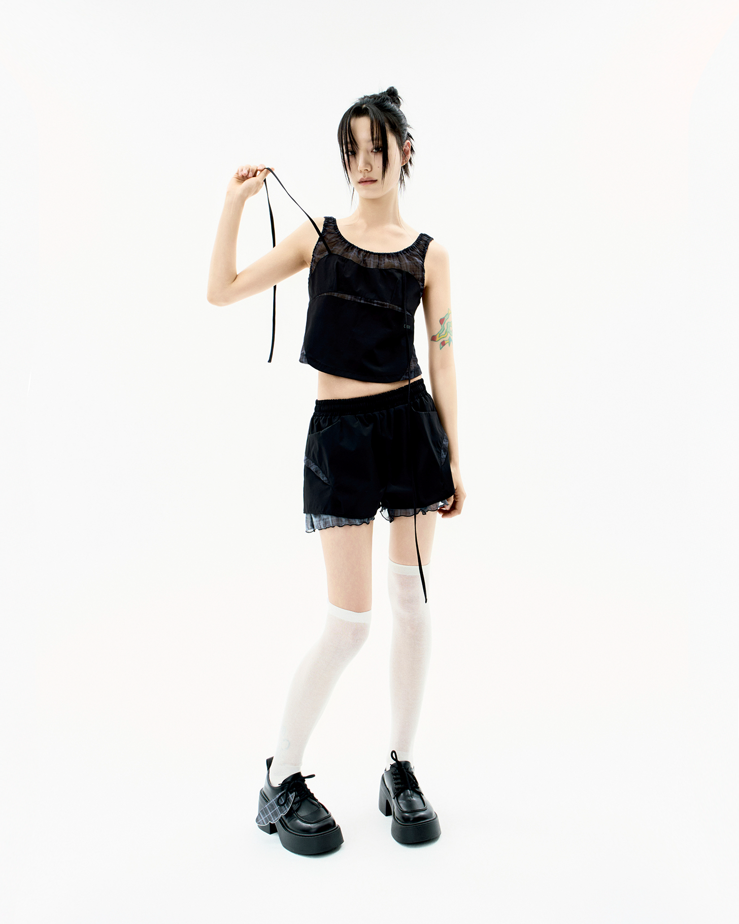 OJOS (オホス ) - リバーシブルチェックトラックショートパンツ OJOS (オホス ) - リバーシブルチェックトラックショートパンツ