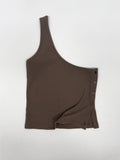 Button One-Shoulder Ribbed Vest