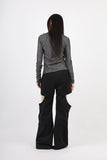 Two-tone high neck two-way zip-up