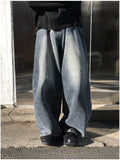 Crow crack curved denim pants