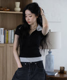 Heli color matching collar short sleeve tee
