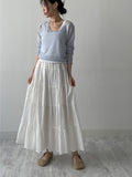 Antique Tiered Flare Long Skirt