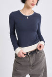 Modal two-tone layered long sleeves
