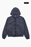 Loop check hoodie zip-up jumper