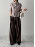 [Long Sleeve Ver.] Earth Wrap Loose Fit Blouse