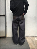 Ruiner Leather Pocket Raw Denim Pants