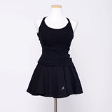 Feminine 3 PCS T-shirt + Sleeveless top + Banding Skirt Shorts Set