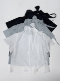 Pleated Tie Short Sleeve Blouse