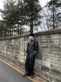 Leather Cargo Wide Pants