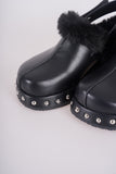 fur stud mule