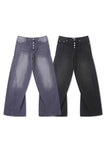 Button-fly wide denim pants