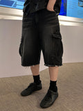 Undercutting Cargo Black Half Denim