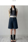 616 Wide Denim Half Pants