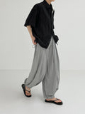 Pleats Nylon Jogger Wide Pants