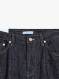 Indigo embossed denim pants