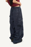 Buckle Washed Cargo Wide Pants