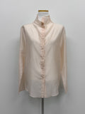 Dent High Neck Tencel See-Through Blouse