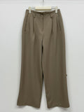 Marron Belted Two-Tuck Wide Slacks