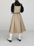 [Belt set] Pleated Bustier Long One Piece