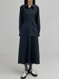 Pie pintuck banding long skirt